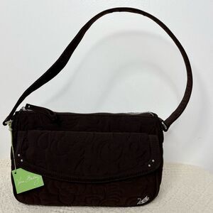 Vera Bradley Espresso Brown Zip Top Shoulder Bag Elegant Quilted Design NWT